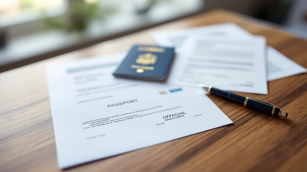 Officiële documenten en een paspoort op een tafel