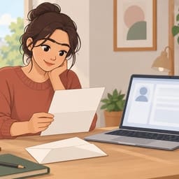 Een geopende brief op tafel naast een laptop waarop een persoonlijk examendossier te zien is